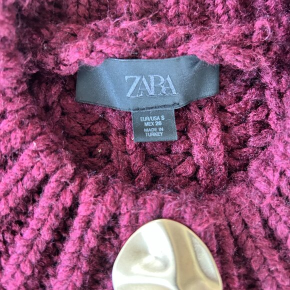 ZARA Chunky Burgundy Knit Vest - Picture 2 of 5